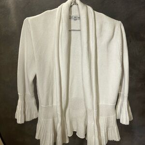 Elegant Y2K Minimalist 100% Cotton White Women's Cardigan